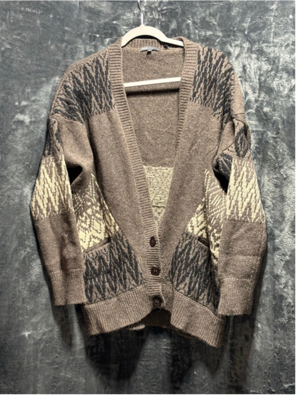 Vince Luxurious Cashmere Wool Alpaca Cardigan Black & Brown Size Large - Picture 2 of 8